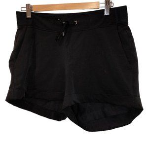 athleta great looking black cuffed workout dress shorts 8 EUC